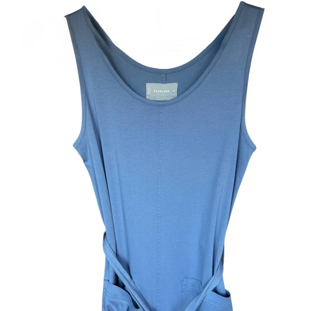 Everlane The Luxe Cotton‎ Tank Blue Jumpsuit w/ Pockets Sz XS
